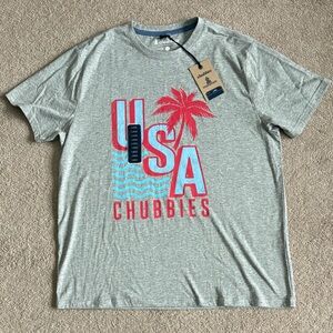Chubbies Gray Tee with Red Palm USA Design